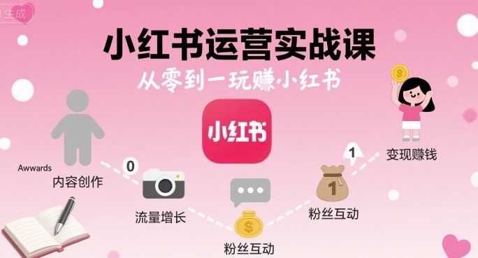 小红书运营实战课，从零到一玩賺小红书-HXPP