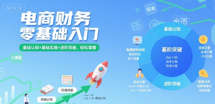 电商财务零基础入门，基础认知+基础实操+进阶突破，轻松掌握-HXPP