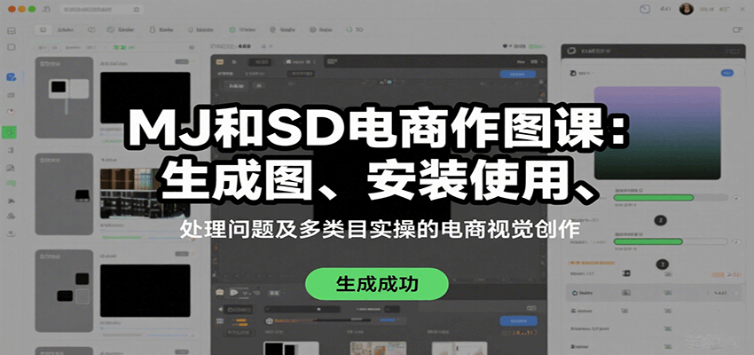 MJ和SD电商作图课：生成图、安装使用、处理问题及多类目实操的电商视觉创作-HXPP