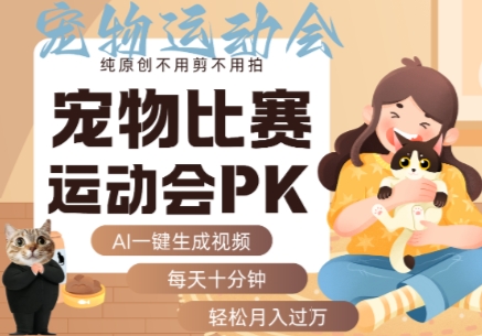 AI一键生成宠物比赛运动会PK视频，纯原创不用剪不用拍，每天十分钟，轻松月入过1W+-HXPP