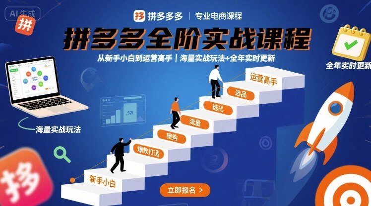 拼多多全阶实战课程，从新手小白到运营高手，海量实战玩法+全年实时更新【2025年9月更新】-HXPP