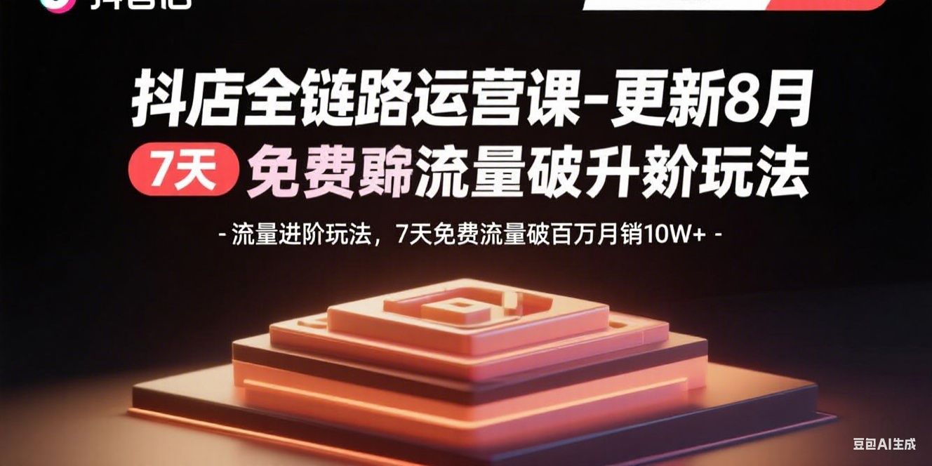 抖店全链路运营课-更新8月：流量进阶玩法，7天免费流量破百万月销10W+-HXPP
