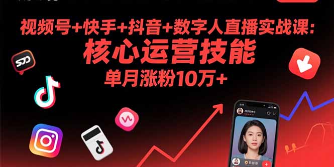 视频号+快手+抖音+数字人直播实战课(9月-HXPP