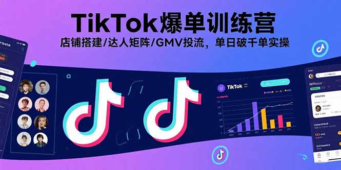 TikTok爆单训练营，店铺搭建/达人矩阵/GMV投流，单日破千单实操-HXPP